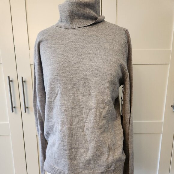 Tahari extra fine Merino Wool gray turtle neck sweater NWT womens XL - Picture 1 of 6